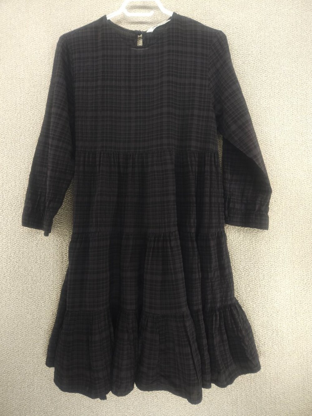 ZARA Plaid Tiered Long Sleeve Babydoll Smock Dress